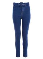 *quiz Blue High Waisted Belted Skinny Jeans