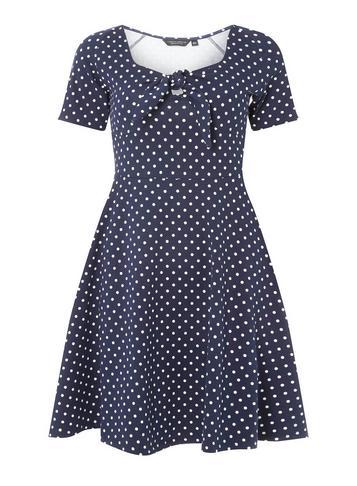 Dorothy Perkins Navy Spotted Fit And Flare Dress