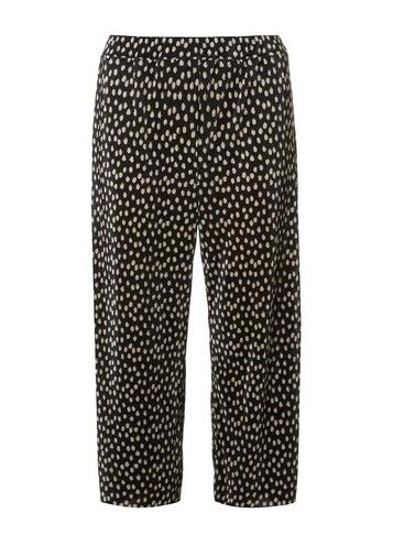 Dorothy Perkins Black Spot Print Plisse Cropped Trousers