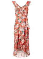 Dorothy Perkins Orange Floral Ruffle Midi Dress