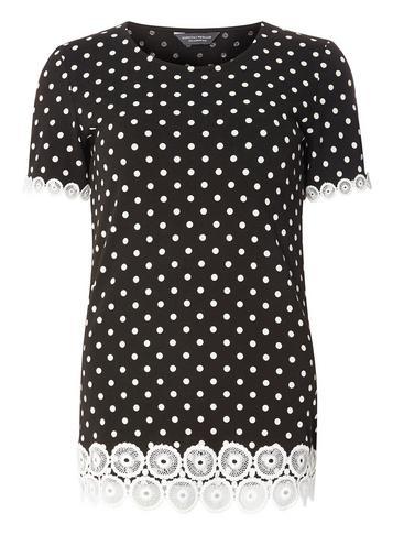 Dorothy Perkins *tall Black Circle Trim Detail T-shirt