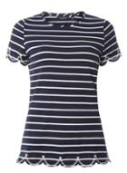 Dorothy Perkins Navy & Ivory Stripe Embroidered T-shirt
