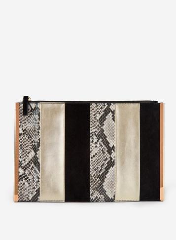 Dorothy Perkins Gold Panel Side Bar Clutch Bag
