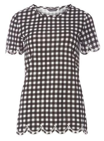 Dorothy Perkins *tall Black Gingham Embroidered T-shirt