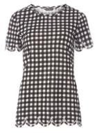 Dorothy Perkins *tall Black Gingham Embroidered T-shirt