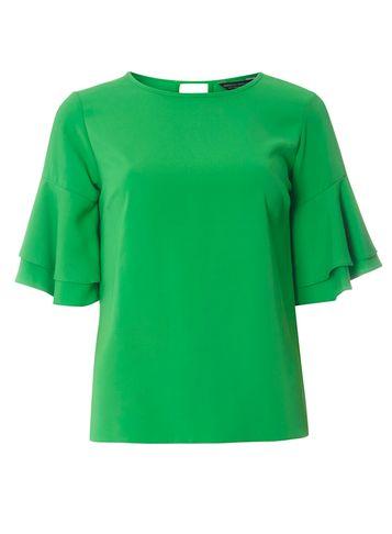 Dorothy Perkins Green Double Ruffle Top