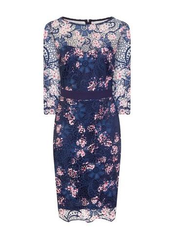 *paper Dolls Navy Bloom Print Lace Dress