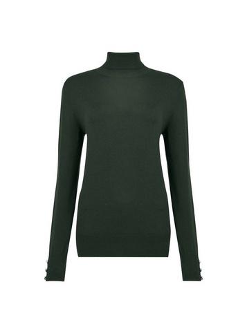 Dorothy Perkins *tall Green Button Roll Neck Jumper