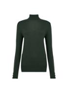 Dorothy Perkins *tall Green Button Roll Neck Jumper