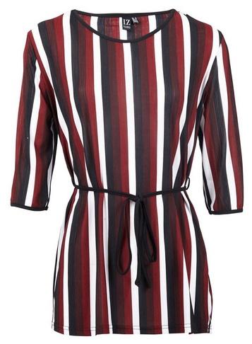 Dorothy Perkins *izabel London Wine Red Striped Tie Waist Top