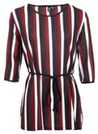 Dorothy Perkins *izabel London Wine Red Striped Tie Waist Top