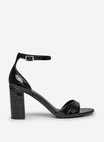 Dorothy Perkins Black 'shilling' Croc Heel Sandals