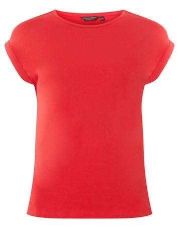 Dorothy Perkins Red Roll Sleeve T-shirt