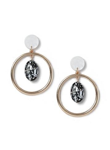 Dorothy Perkins Gold Look Bead And Circle Stud Hoop Earrings