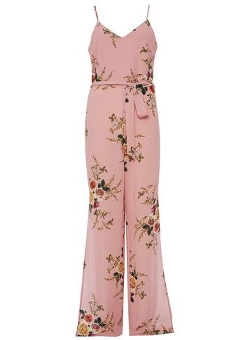 Dorothy Perkins *quiz Pink Floral Print Jumpsuit