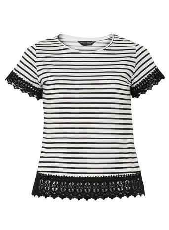 Dorothy Perkins Stripe Lace Trim Tee