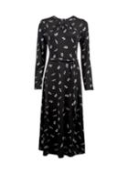 Dorothy Perkins Black Feather Print Keyhole Midi Dress