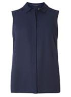 Dorothy Perkins Navy Collar Sleeveless Shirt