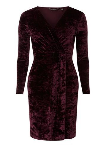 Dorothy Perkins *burgundy Velvet Wrap Dress