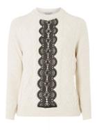 Dorothy Perkins Petite Cream Lace Cable Jumper