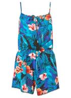 Dorothy Perkins Blue Tropical And Floral Print Playsuit