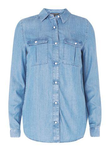 Dorothy Perkins *tall Denim Pearl Button Shirt