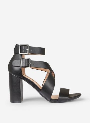Dorothy Perkins Black 'staffie' Cross Block Heel Sandals