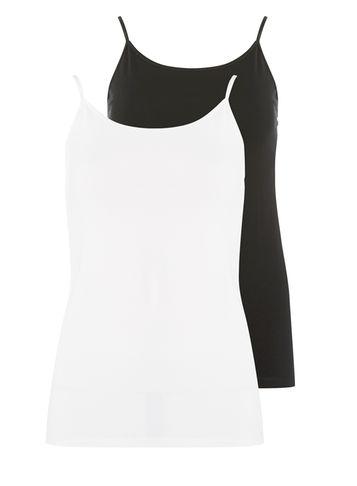 Dorothy Perkins 2 Pack Black And White Satin Strappy Camisole Top