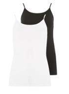 Dorothy Perkins 2 Pack Black And White Satin Strappy Camisole Top