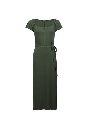 Dorothy Perkins Khaki Ruched Jersey Midi Dress