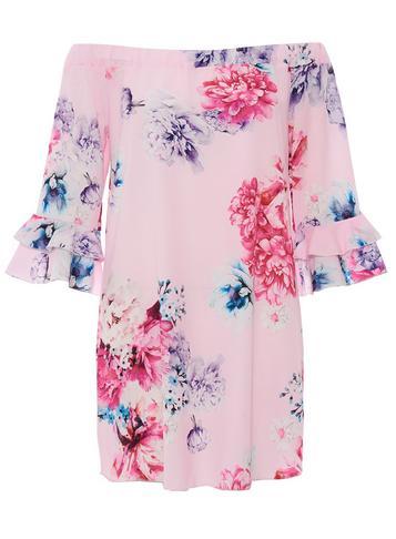 Dorothy Perkins *quiz Pink Crepe Floral Shift Dress