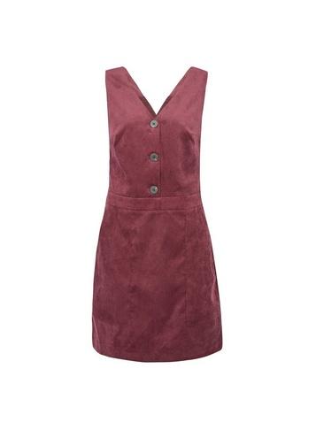 *vila Burgundy Corduroy Button Pinafore Dress