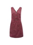 *vila Burgundy Corduroy Button Pinafore Dress