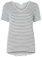 Dorothy Perkins *vila Navy And White Striped V-neck T-shirt