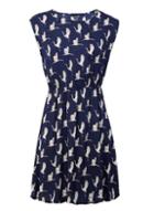 *izabel London Navy Bird Print Tea Dress