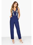 Dorothy Perkins *girls On Film Navy Embroidered Jumpsuit