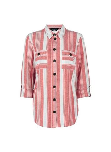 Dorothy Perkins Red And White Stripe Print Linen Shirt