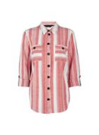 Dorothy Perkins Red And White Stripe Print Linen Shirt