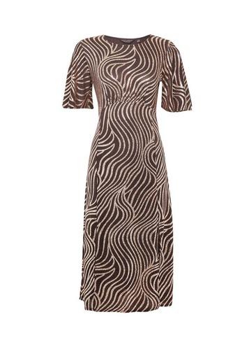 Dorothy Perkins Bronze Swirl Printed Empire Angel Sleeve Midi Dress