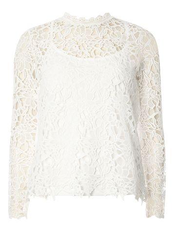 Dorothy Perkins *vila White Crochet Long Sleeve Top