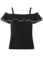 Dorothy Perkins Black Rik Rak Trim Cold Shoulder Top