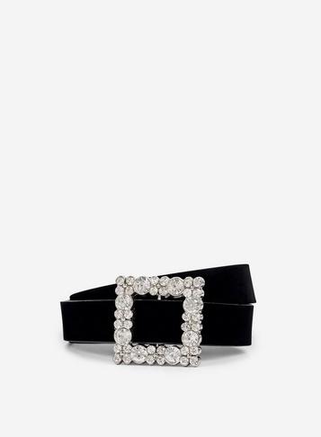 Dorothy Perkins Black Square Diamante Buckle Belt