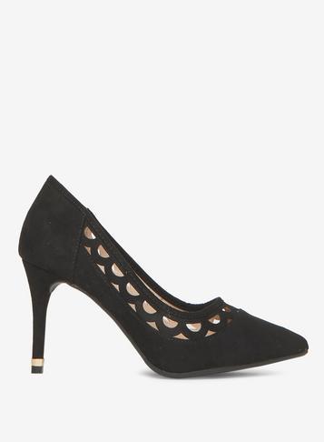 Dorothy Perkins Black Glaze Cut Out Court Shoes