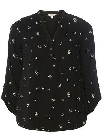 Dorothy Perkins *billie & Blossom Black Swallow Viscose Shirt