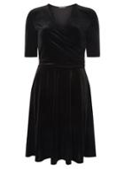 Dorothy Perkins *tall Black Velour Wrap Dress