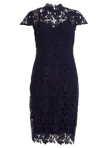 *quiz Navy Crochet Midi Dress