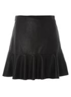 Dorothy Perkins Black Faux Leather Frill Hem Skirt