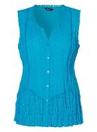 Dorothy Perkins *roman Originals Turquoise Embroidered Crinkle Blouse