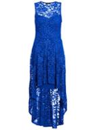 Dorothy Perkins *quiz Blue Glitter Lace Dip Hem Dress