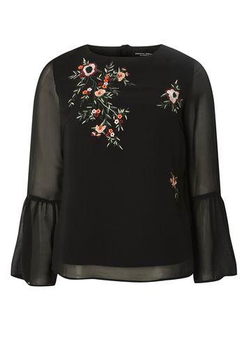 Dorothy Perkins Black Floral Embroidered Top